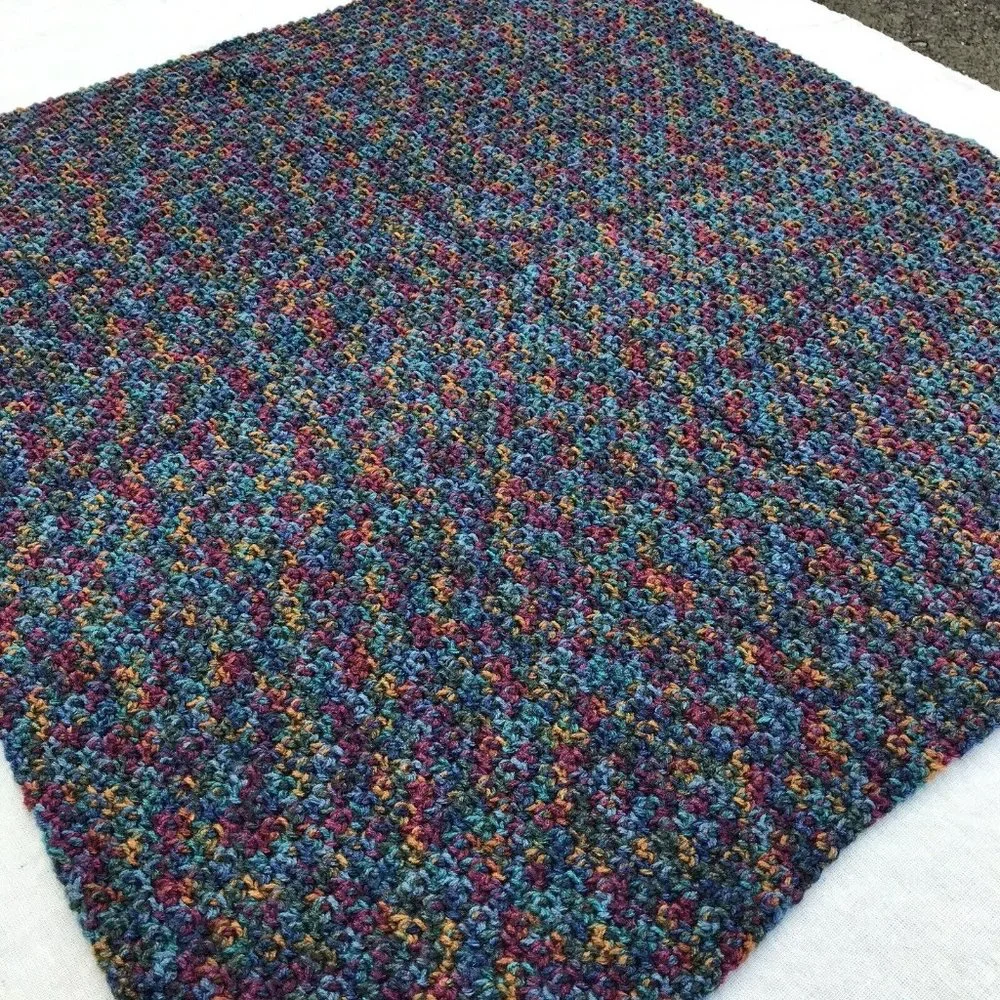 New Handmade Crochet Blanket 32x32 Lap Car Couch Dog Pet Afghan McM OOAK Rainbow